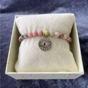 NWOT Arm Candy by Eye Candy Los Angeles Luxe Agate Stone Bracelet Evil Eye